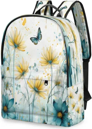 17.5 inch Laptop Backpack Flying Butterfly College Waterproof Travel Bag Floral Casual Book Bag with Multiple Pockets Laptop Backpacks for Travel Hiking
