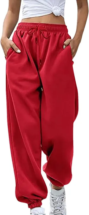 2024 Cinch Bottom Sweatpants Women's Casual High Waisted Pockets Joggers Sport Workout Active Baggy Lounge Trousers