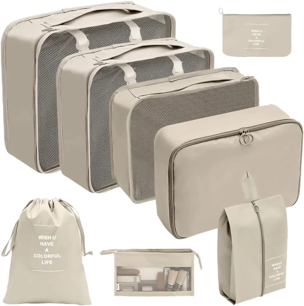 8x/Set Travel Organiser Packing Cubes Waterproof Suitcase Organiser for Woman