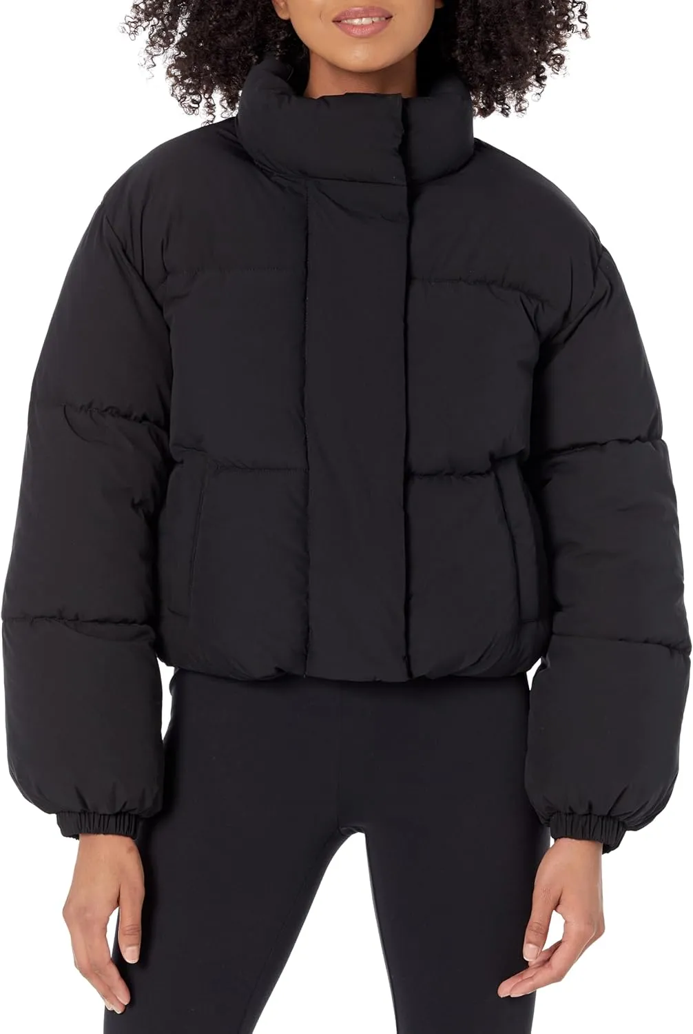 Amazon Essentials Women's Cropped Full-Zip Puffer Jacket (Quilted Matte or Sherpa Fleece)