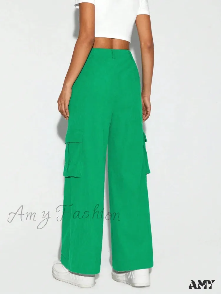Amy Fashion - JADE BREYON Flap Pocket Side Cargo Pants