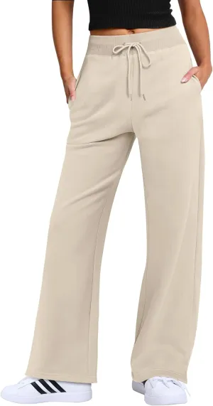 ANRABESS Women's Sweatpants Straight Leg High Waist Casual Drawstring Sweat Pants Workout Athletic Joggers with Pockets