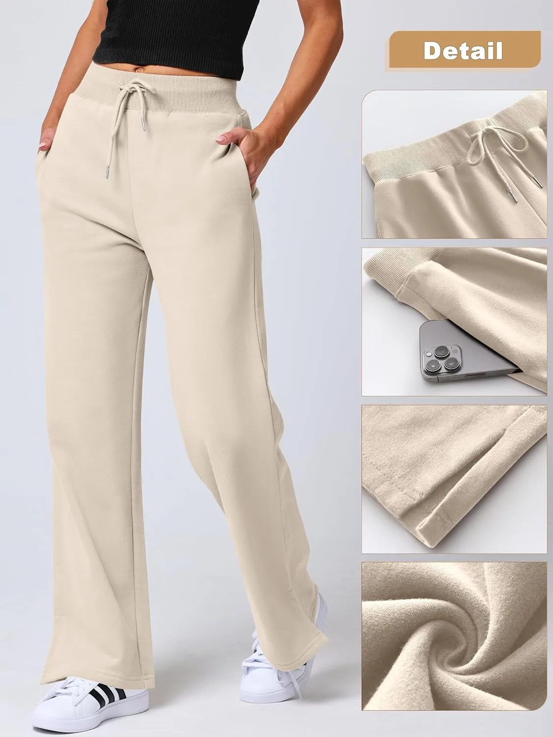 ANRABESS Women's Sweatpants Straight Leg High Waist Casual Drawstring Sweat Pants Workout Athletic Joggers with Pockets