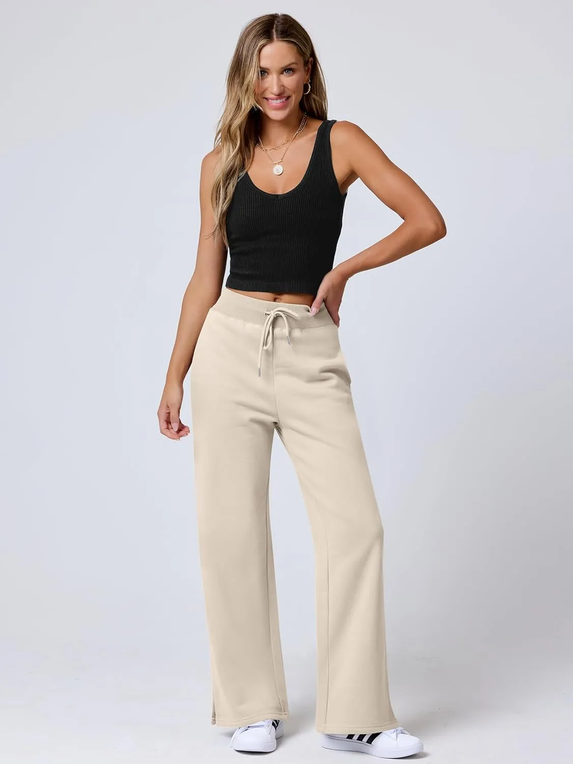 ANRABESS Women's Sweatpants Straight Leg High Waist Casual Drawstring Sweat Pants Workout Athletic Joggers with Pockets