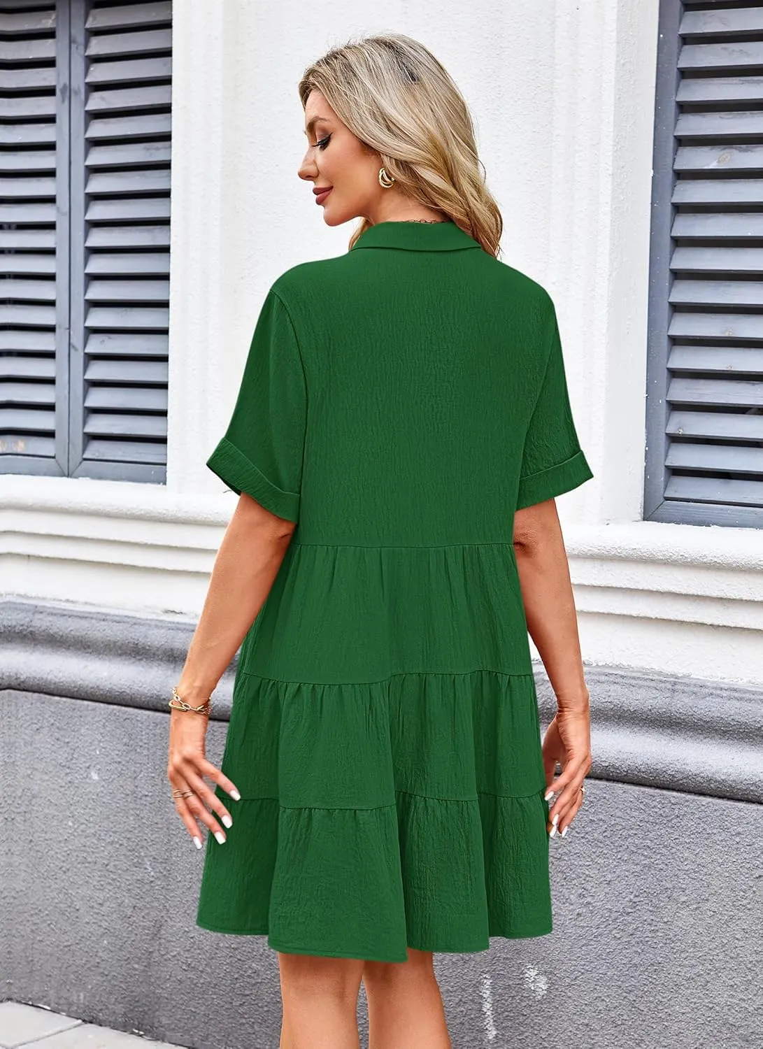 AUSELILY Women's Summer Babydoll Dress Casual Short Sleeve Sundress Button Down Dresses with Pockets 2025 New