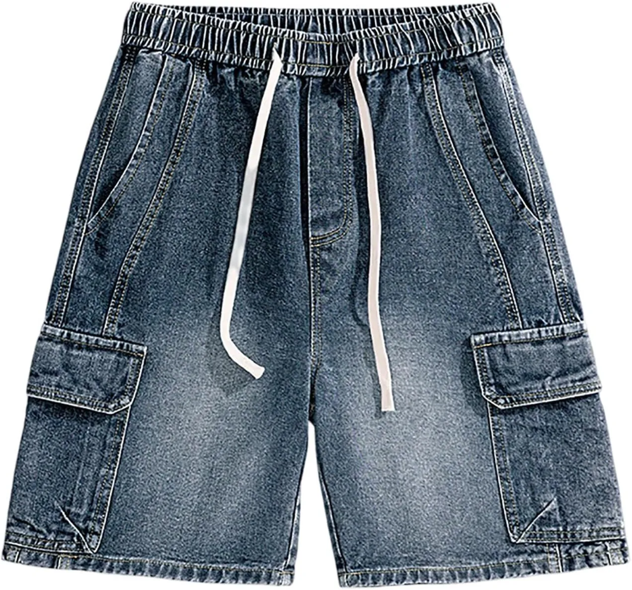 Baggy Jean Shorts for Men Casual Summer Loose Fit Hip Hop Wide Leg Denim Shorts 2025 Trendy Streetwear