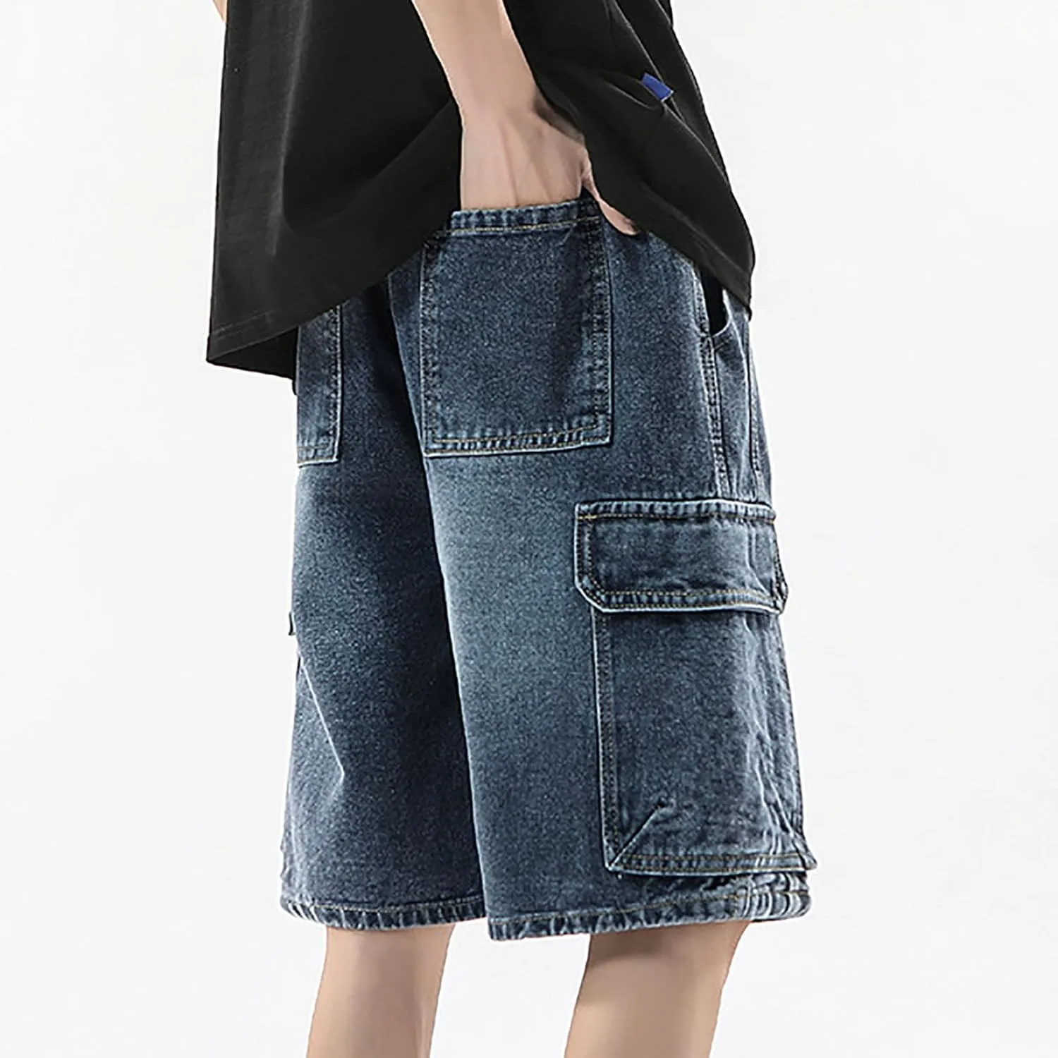 Baggy Jean Shorts for Men Casual Summer Loose Fit Hip Hop Wide Leg Denim Shorts 2025 Trendy Streetwear