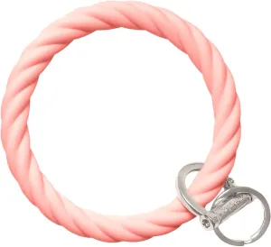 Bangle & Babe Bracelet Keychain For Women Silicone Wrist Worn Key Ring Circle Key Ring For Wrist Pocket Twist w/Silver Clasp