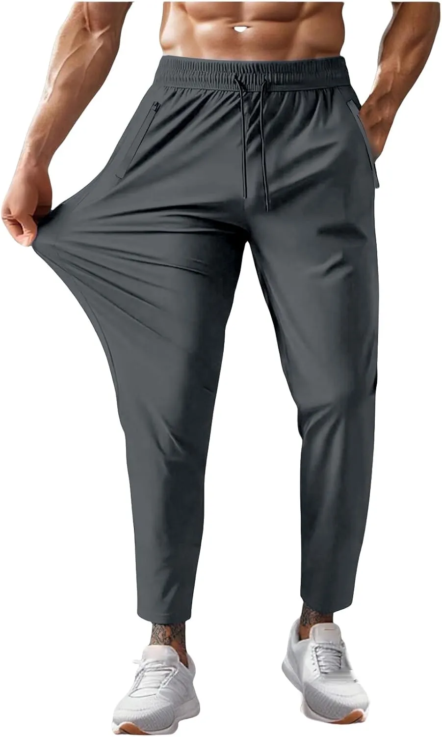 Beeswan Pants Mens Stretch Active Ice Silk Trousers Elastic Athletic Pants Drawstring Lounge Jogging Pant with Pocket