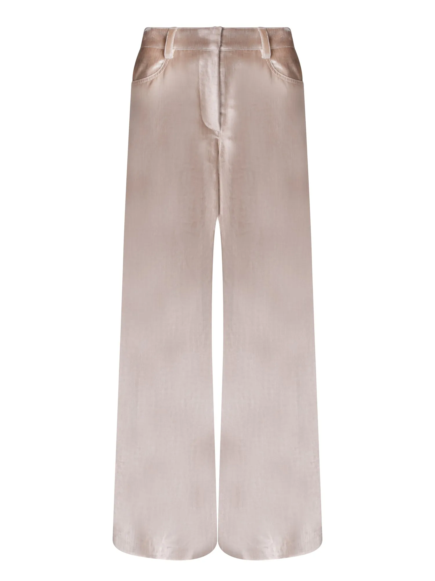 Beige Velvet Wide Pants