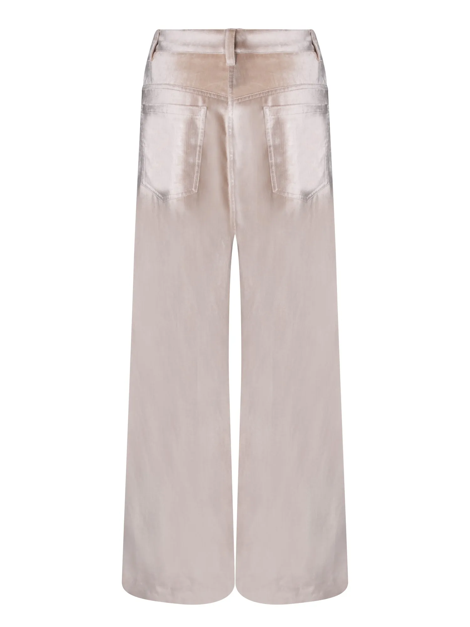 Beige Velvet Wide Pants