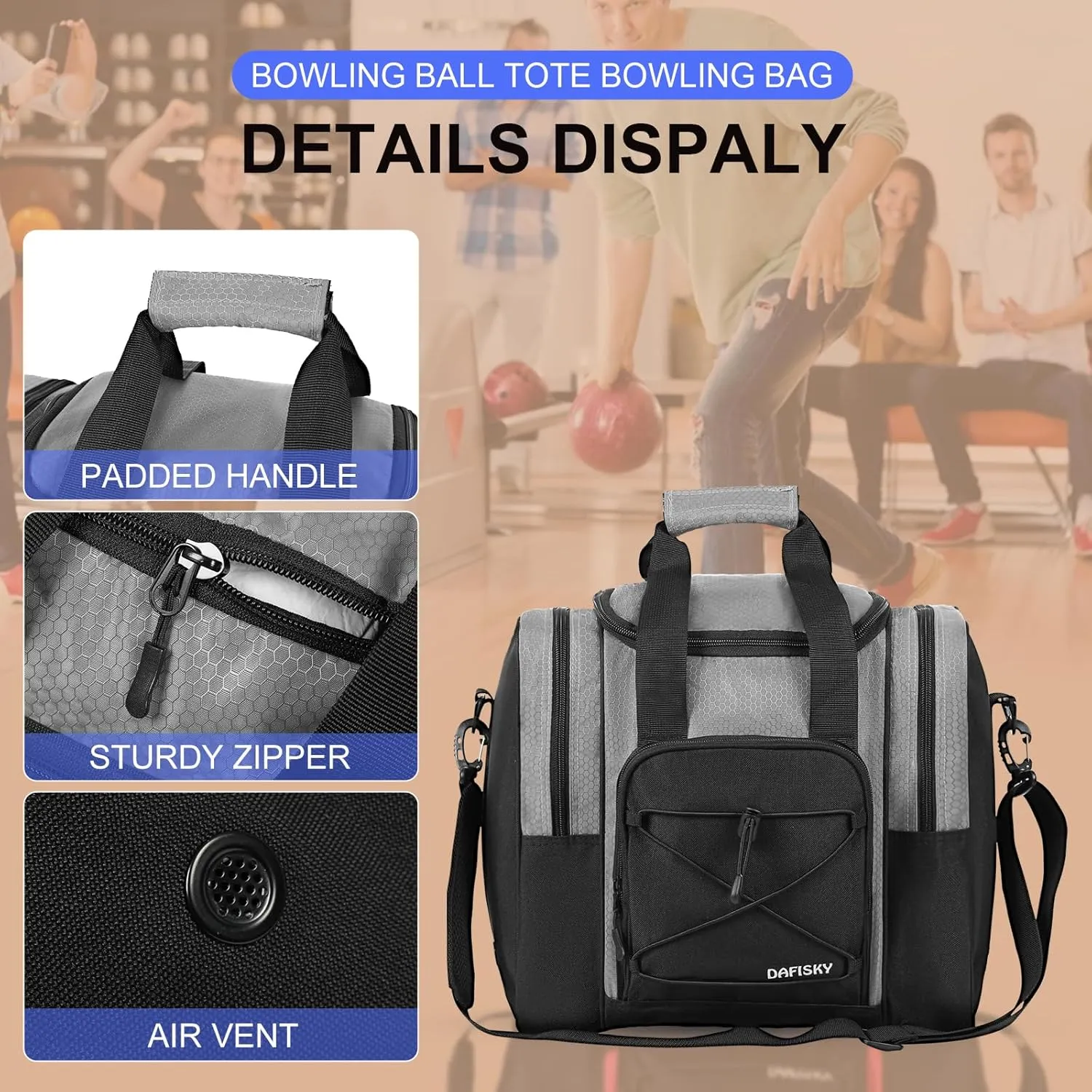 Bowling Ball Bag - Single Ball Tote with Padded Holder, Shoe Compartment and Strap