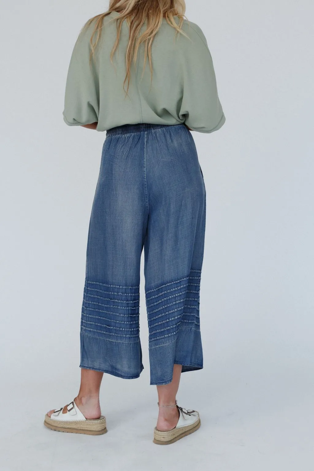 Breezy Dream Wide Leg Pants - Dark Denim