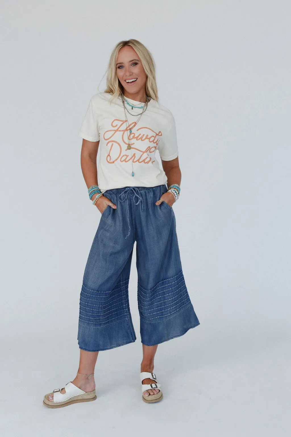 Breezy Dream Wide Leg Pants - Dark Denim