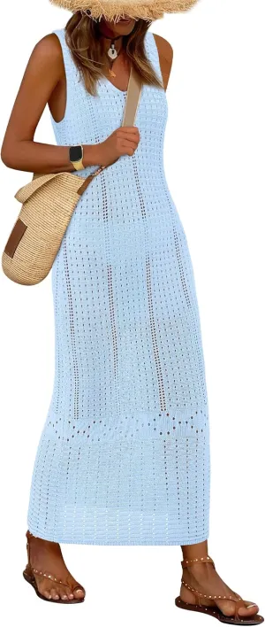 BTFBM Crochet Swimsuit Coverup for Women Summer Spring 2025 Swimwear Bathing Suit Cover Up Beach Dress Vacation Outfits