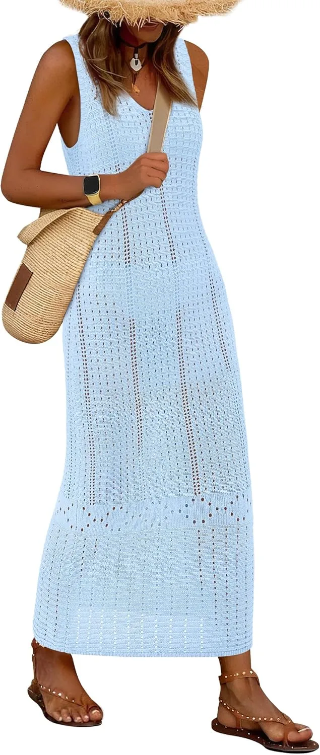 BTFBM Crochet Swimsuit Coverup for Women Summer Spring 2025 Swimwear Bathing Suit Cover Up Beach Dress Vacation Outfits
