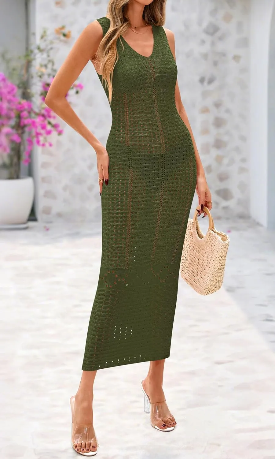 BTFBM Crochet Swimsuit Coverup for Women Summer Spring 2025 Swimwear Bathing Suit Cover Up Beach Dress Vacation Outfits