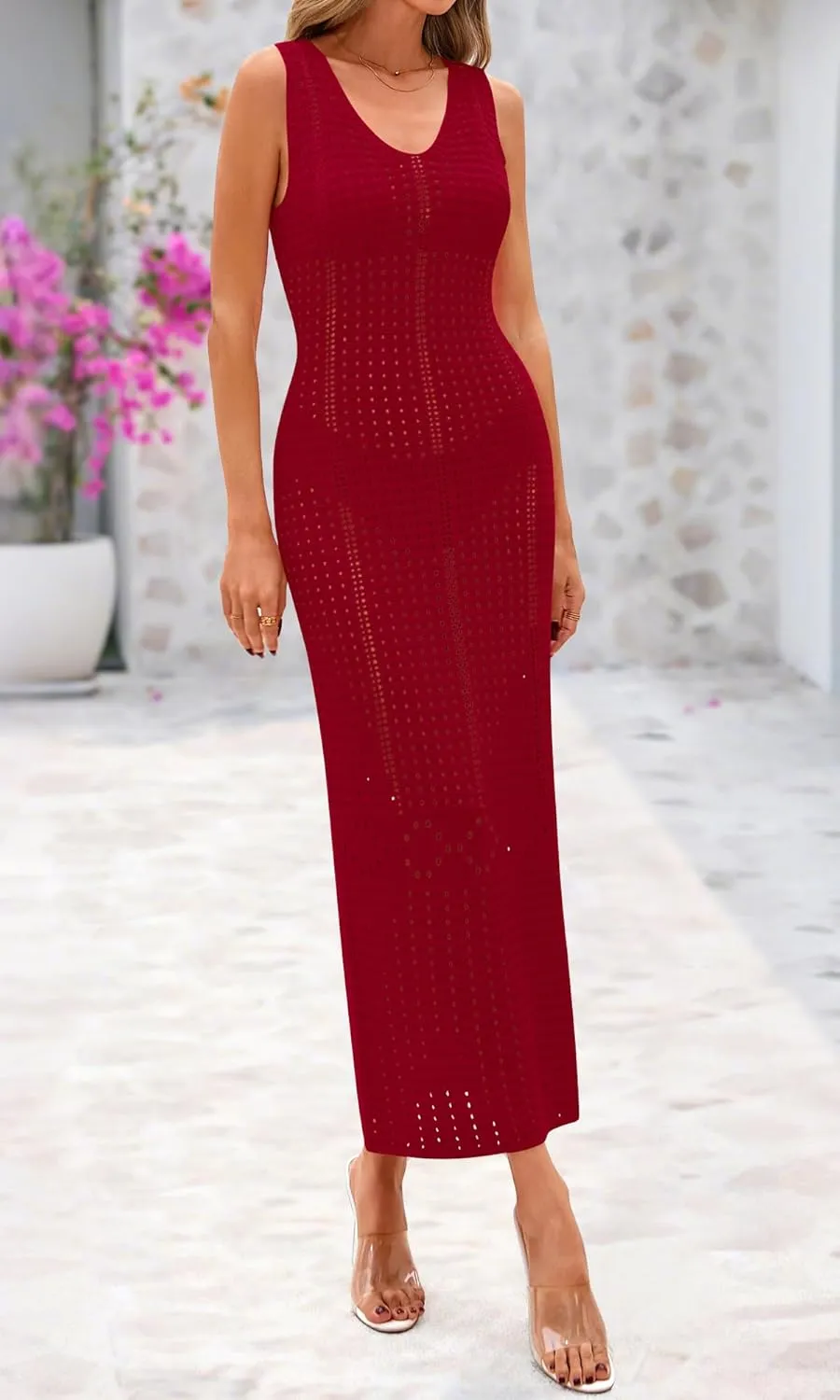 BTFBM Crochet Swimsuit Coverup for Women Summer Spring 2025 Swimwear Bathing Suit Cover Up Beach Dress Vacation Outfits