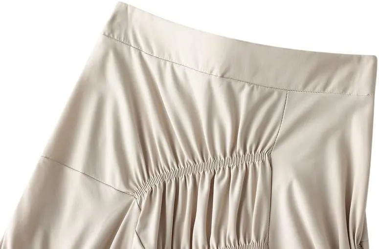 CAMDOM Womens A line Midi Skirt Irregular Pleated Large Hem Skirt