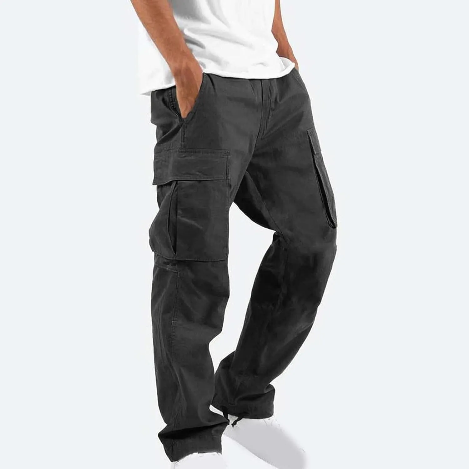 Cargo Pants for Men Baggy Relaxed Fit Causal Work Trousers Outdoor Hiking Cargo Sweatpants Pockets Athletic Joggers