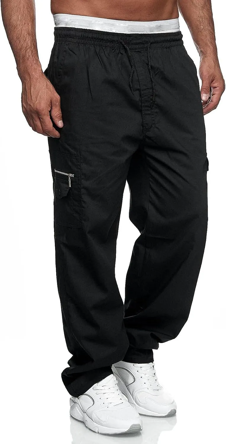 Cargo Pants for Men Relaxed Fit Gym Pants Men Joggers Sweatpants Slim Fit Workout Cotton Pants with Elastic Waistband