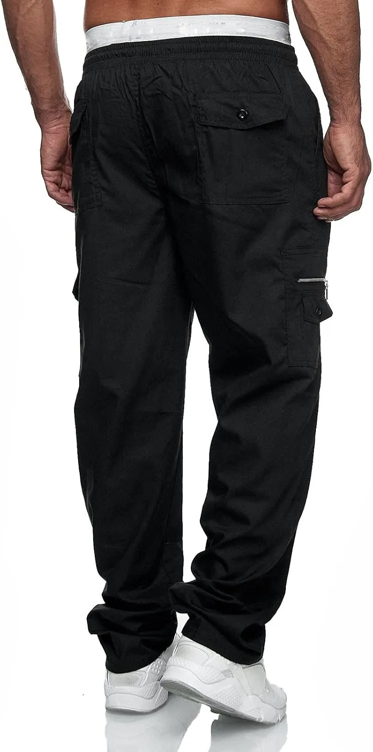 Cargo Pants for Men Relaxed Fit Gym Pants Men Joggers Sweatpants Slim Fit Workout Cotton Pants with Elastic Waistband