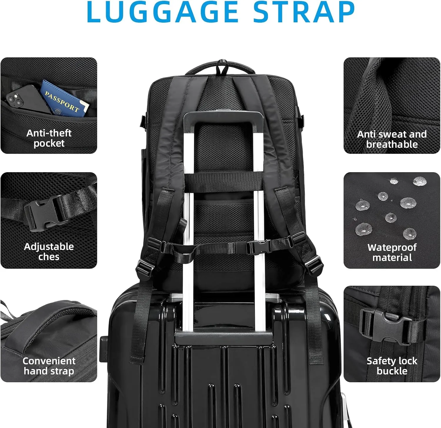 Carry On Backpack for Travel, 35L TSA Approved Flight Approved Backpack, Expandable Waterproof Laptop Backpack Fits 17" Computer, Weekender Bag for Men & Women (Nylon Stripe, 35L)