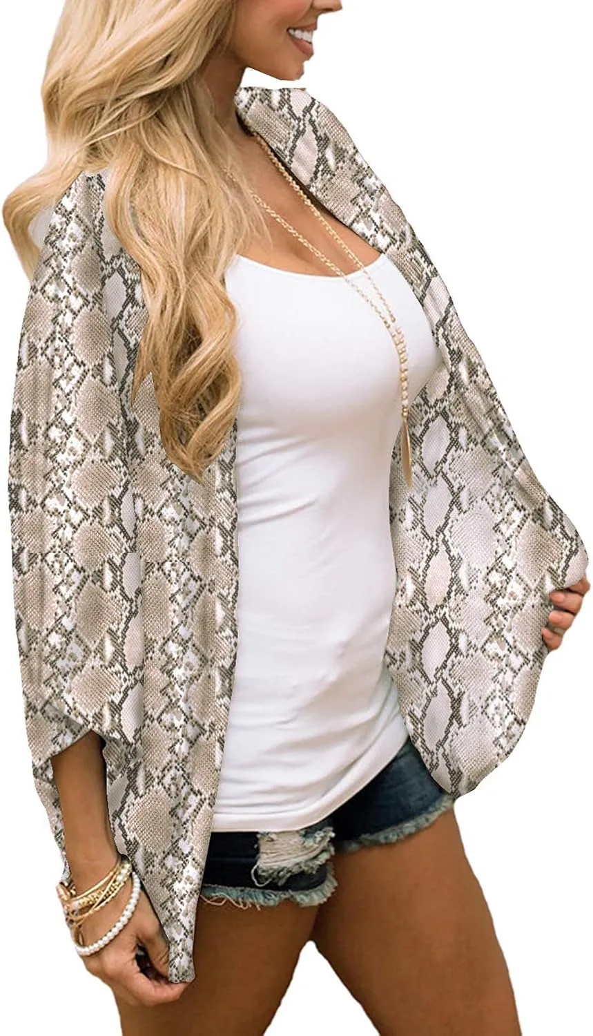 CASURESS Women's Cardigan-Sheer Kimono Loose Summer Floral Print Cover Ups