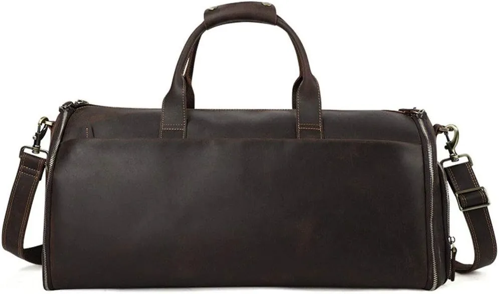 CcacHe Crazy Horse Leather Garment Suit Travel Duffel Bag Dry Wet Pocket Shoe Compartment for Men Men Retro Weekend Luggage Handbag Sports Overnight Gym Luggage Weekend T