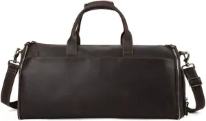 CcacHe Crazy Horse Leather Garment Suit Travel Duffel Bag Dry Wet Pocket Shoe Compartment for Men Men Retro Weekend Luggage Handbag Sports Overnight Gym Luggage Weekend T