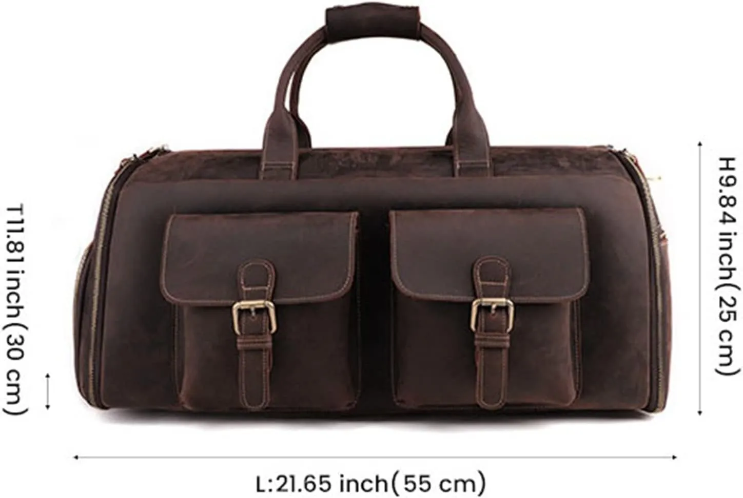 CcacHe Men' s Garment Duffle Bag Travel Duffel Crazy Horse Leather Weekender Overnight Bag Luggage Handbag with Dry Wet Separated Sports Overnight Gym Luggage Weekend Tote
