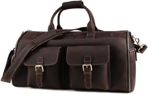 CcacHe Men' s Garment Duffle Bag Travel Duffel Crazy Horse Leather Weekender Overnight Bag Luggage Handbag with Dry Wet Separated Sports Overnight Gym Luggage Weekend Tote