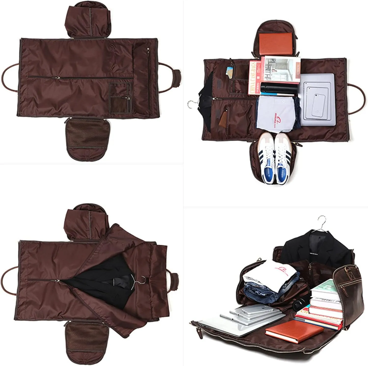 CcacHe Men' s Garment Duffle Bag Travel Duffel Crazy Horse Leather Weekender Overnight Bag Luggage Handbag with Dry Wet Separated Sports Overnight Gym Luggage Weekend Tote