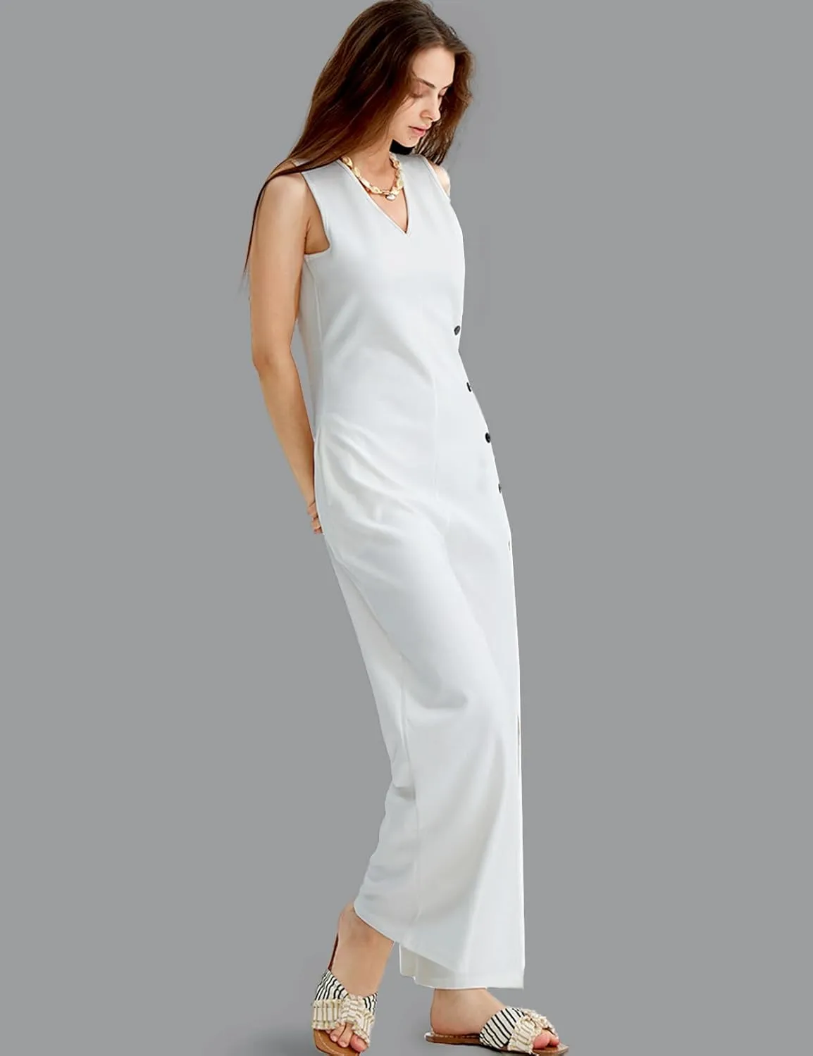 CHERFLY Jumpsuits for Women Dressy Summer Formal Outfits Wide Leg Overalls 2025