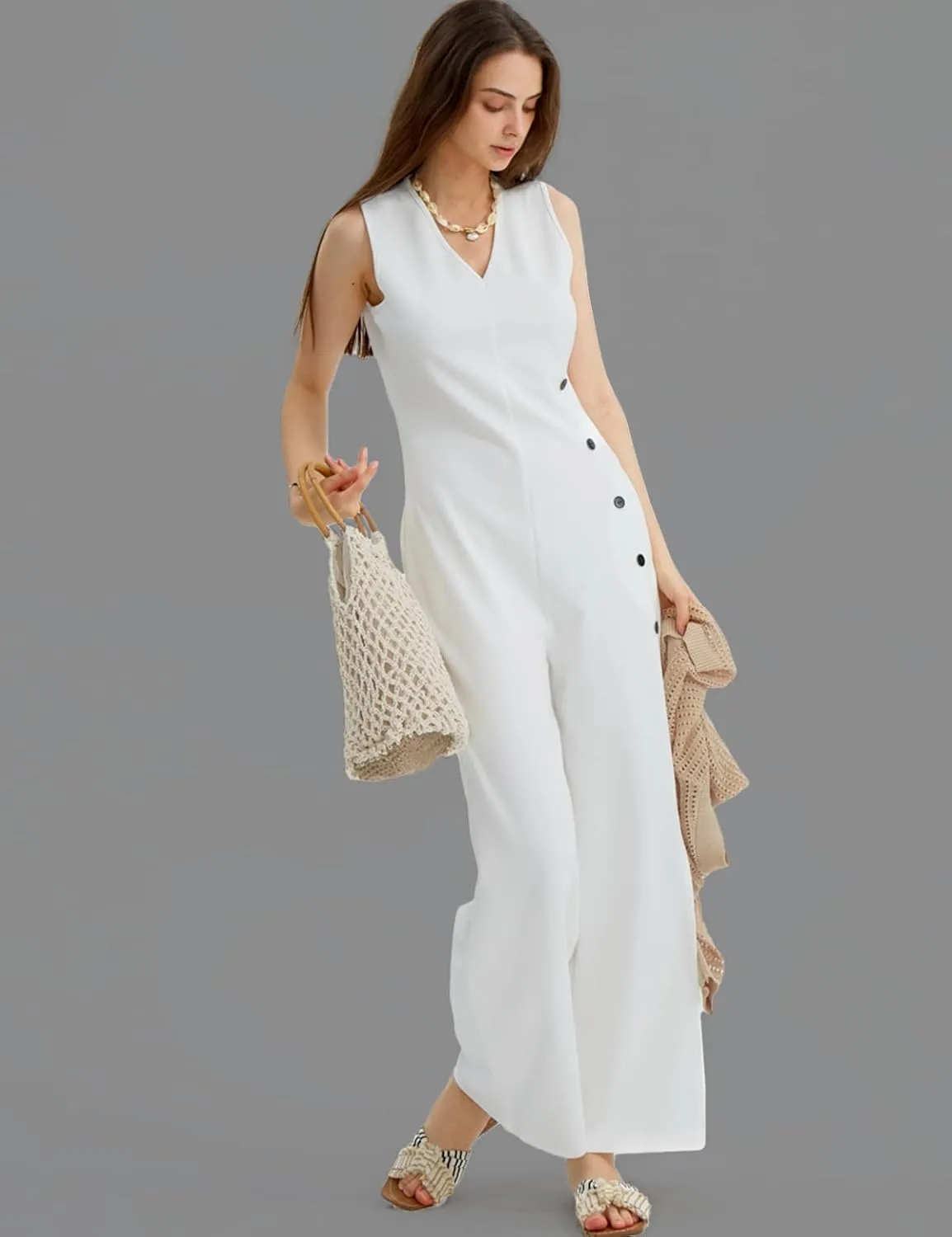 CHERFLY Jumpsuits for Women Dressy Summer Formal Outfits Wide Leg Overalls 2025