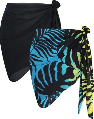 CHICGAL 2 Pieces Women Beach Sarong Bathing Suit Wrap Skirt Sheer Bikini Swimsuit Cover Ups for Swimwear