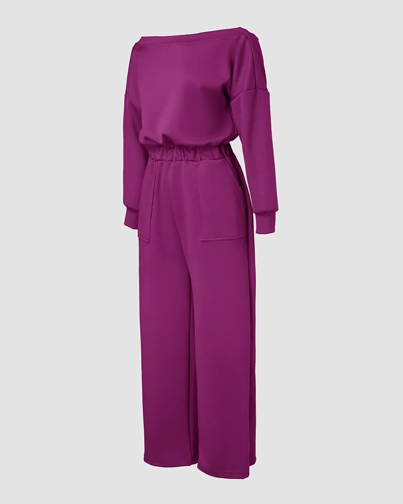 CHICME BEST SHOPPING DEALS Chic Me Off Shoulder Jumpsuits for Women Long Sleeve Wide Leg Dressy Overalls