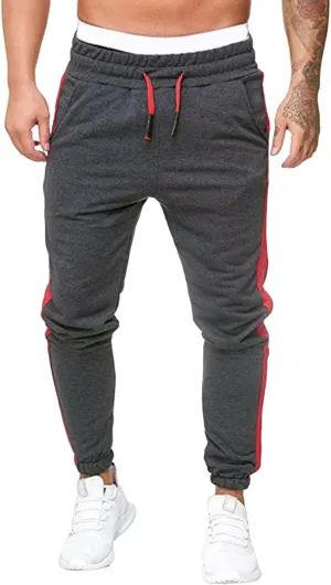 Chinos Pants Men Mid Waist Sweatpants Straight Leg Trousers Classic Workout Joggers Lounge Pants Slacks with Pockets