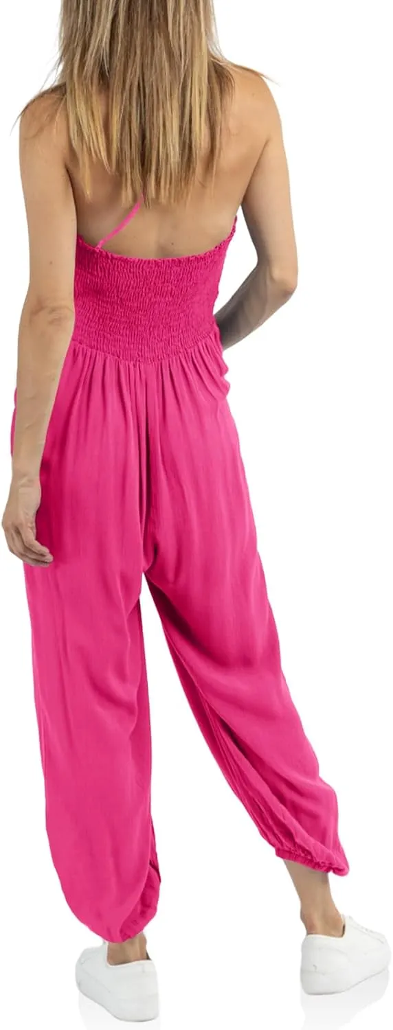 Cicy Bell Women's Sexy Halter Jumpsuits Casual Deep V Nevk Beach Jogger Long Pants Rompers