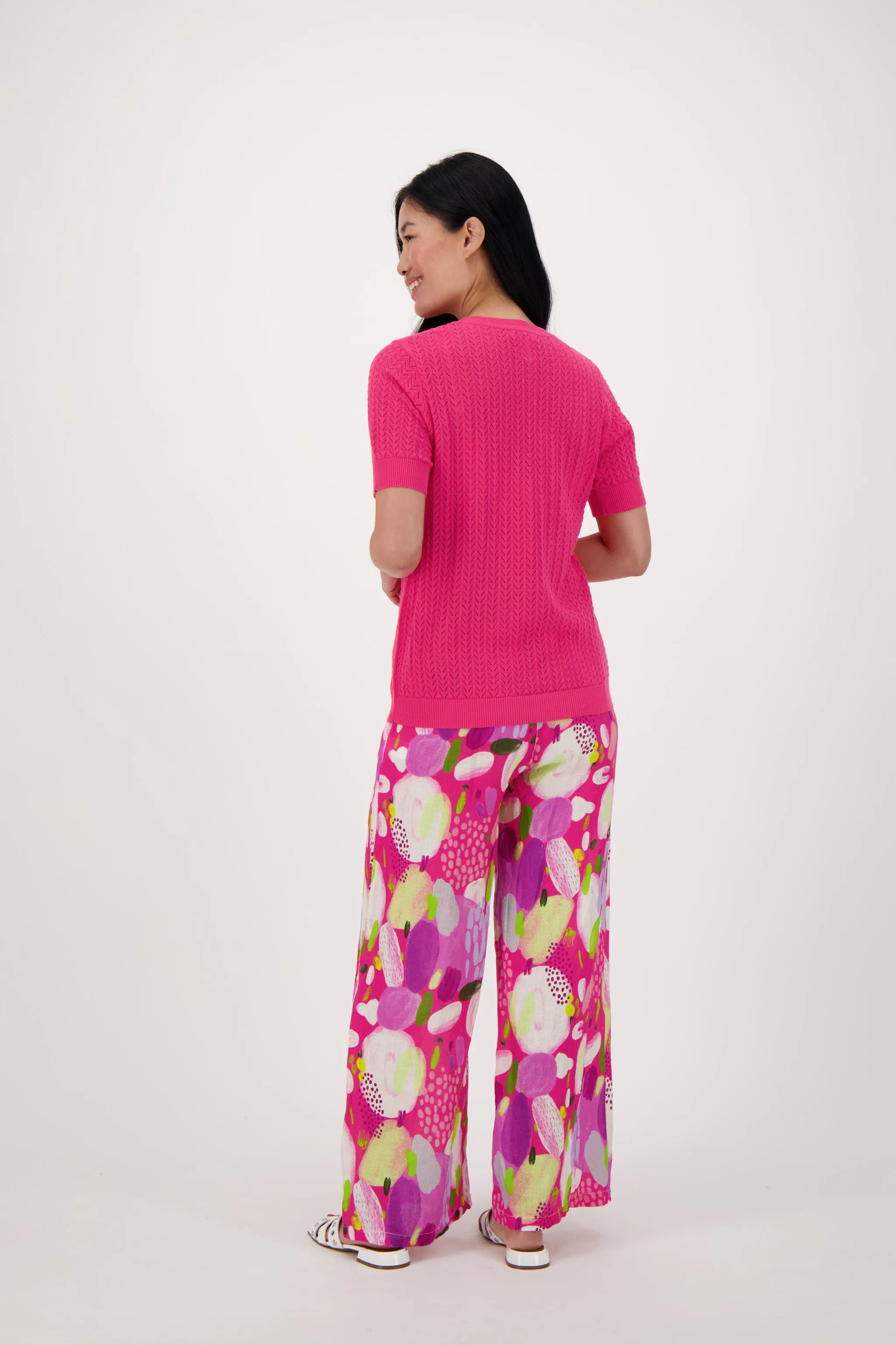 Colour Pop Abstract Print Linen Wide Leg Pant
