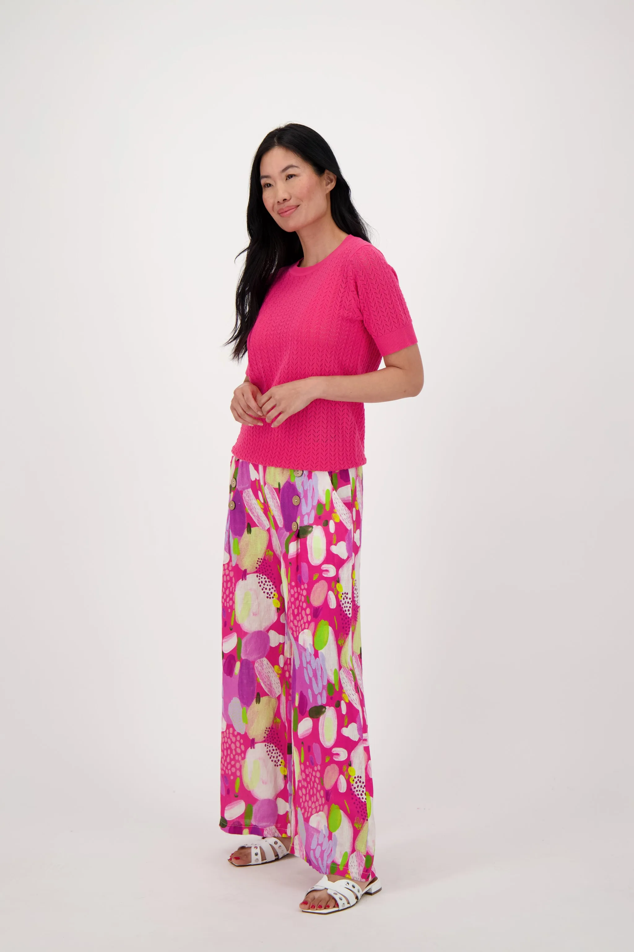 Colour Pop Abstract Print Linen Wide Leg Pant