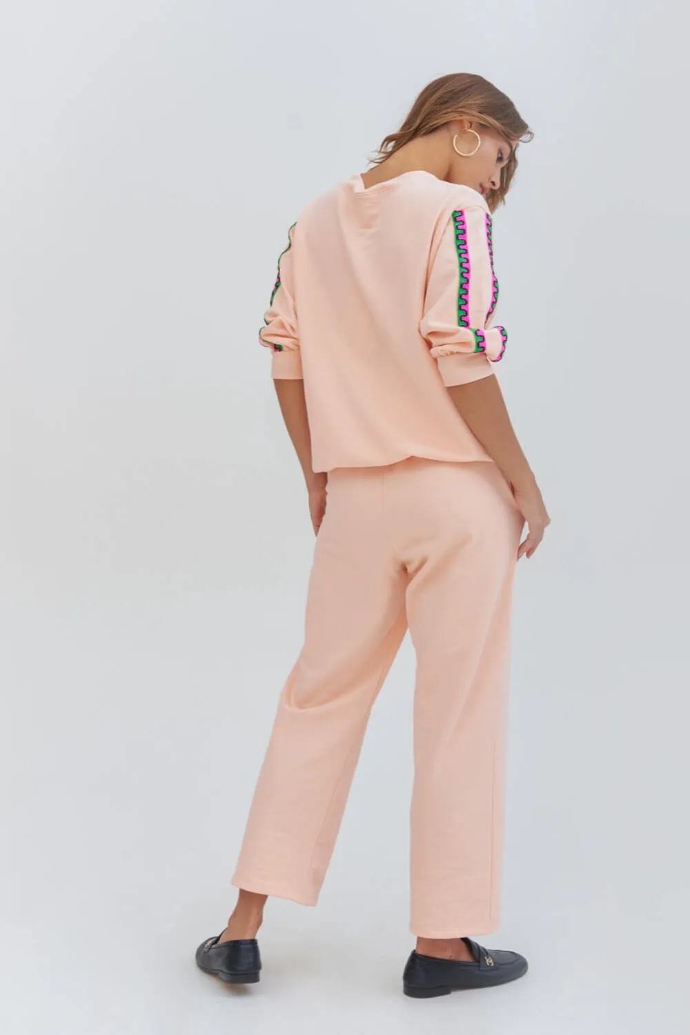 Cropped Sleeve Pullover & Pants Set