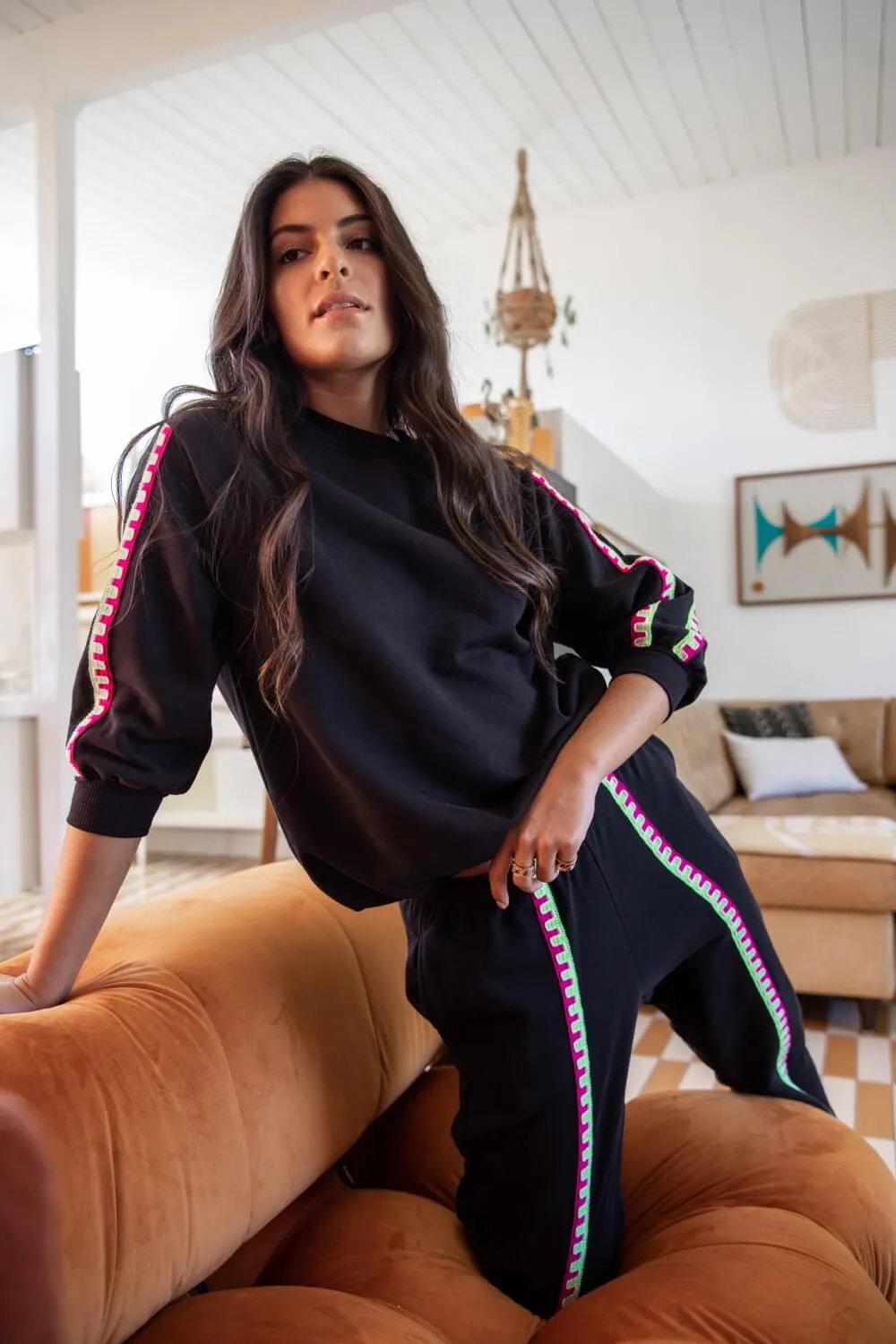 Cropped Sleeve Pullover & Pants Set