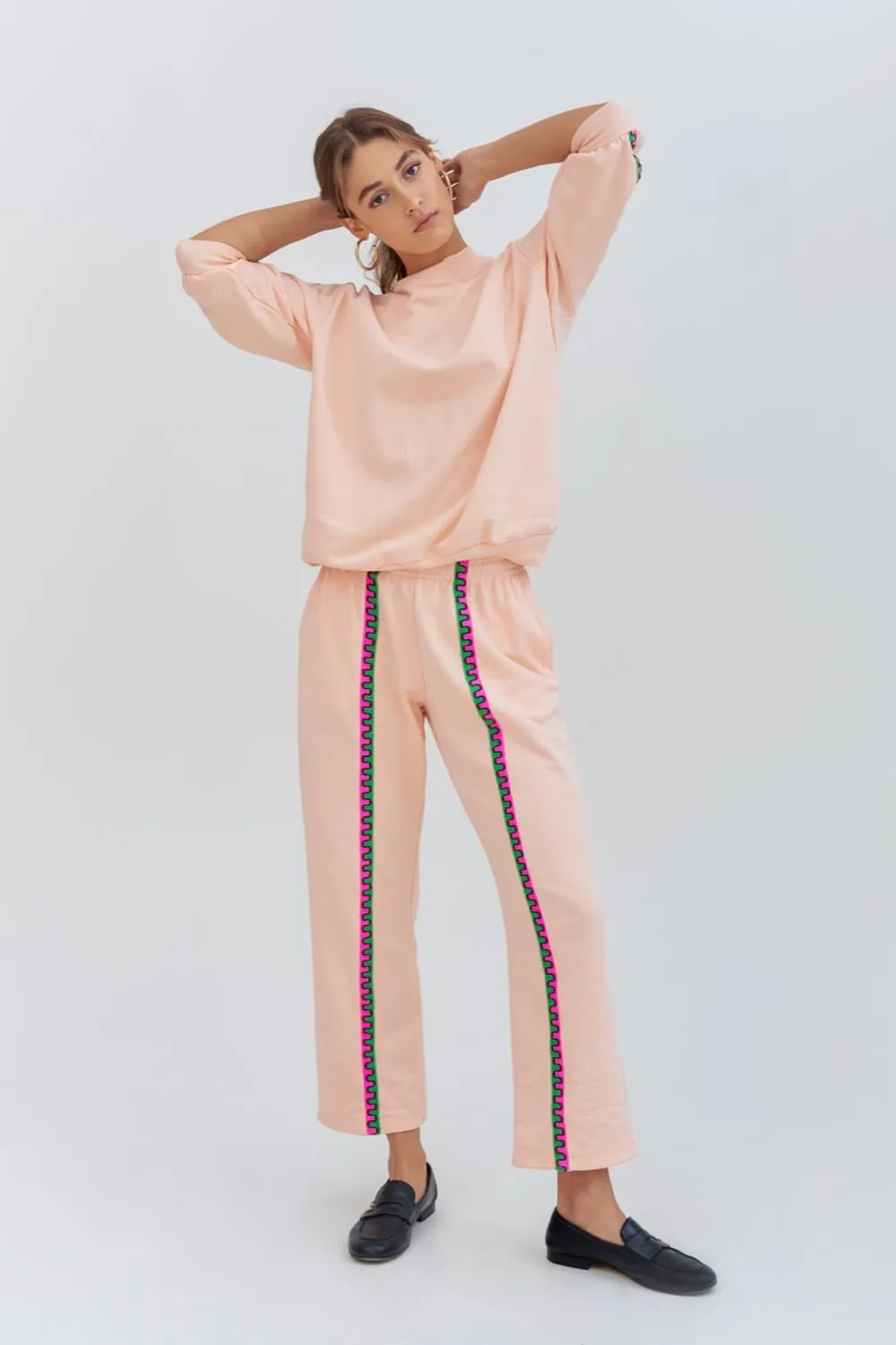 Cropped Sleeve Pullover & Pants Set