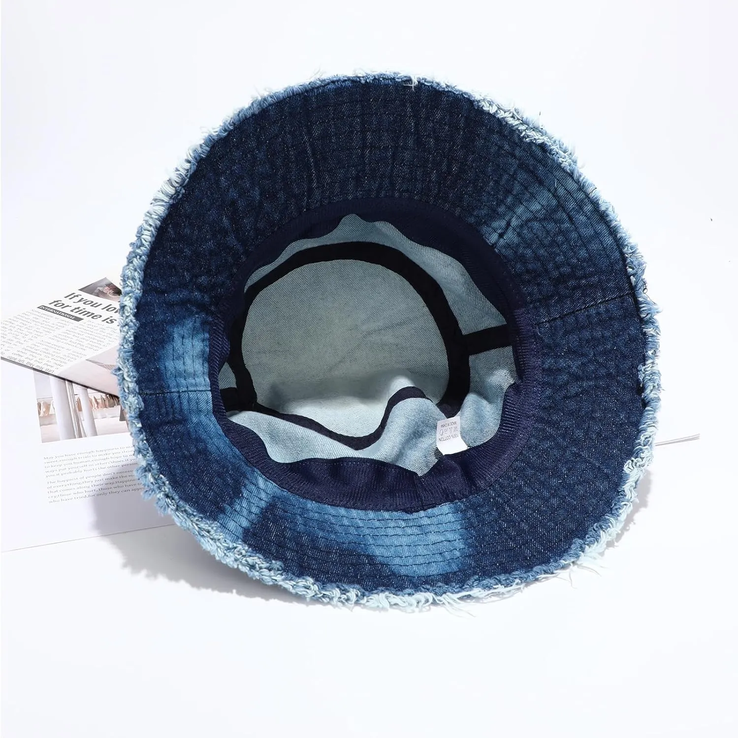 Denim Bucket Hat for Women Men Large Summer Cap for Beach Travel Fishing