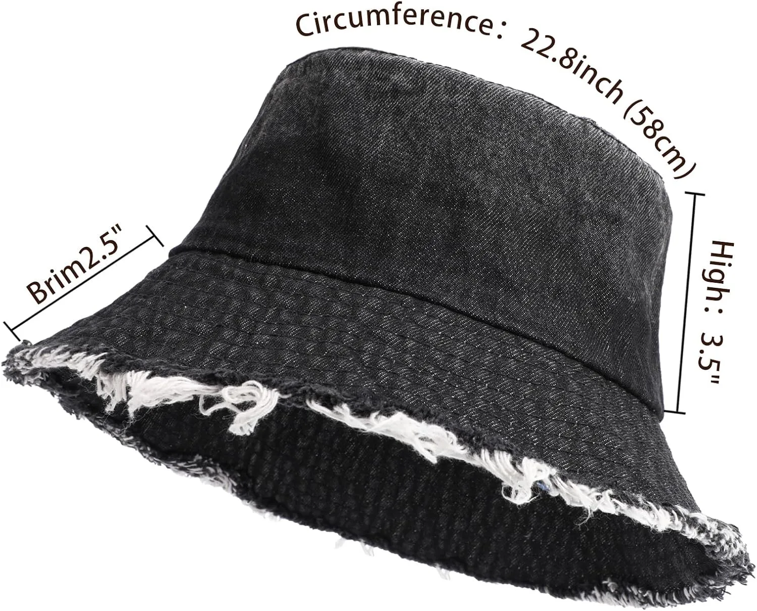 Denim Bucket Hat for Women Men Large Summer Cap for Beach Travel Fishing
