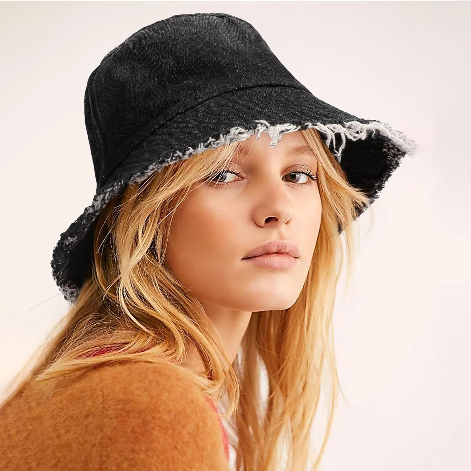 Denim Bucket Hat for Women Men Large Summer Cap for Beach Travel Fishing