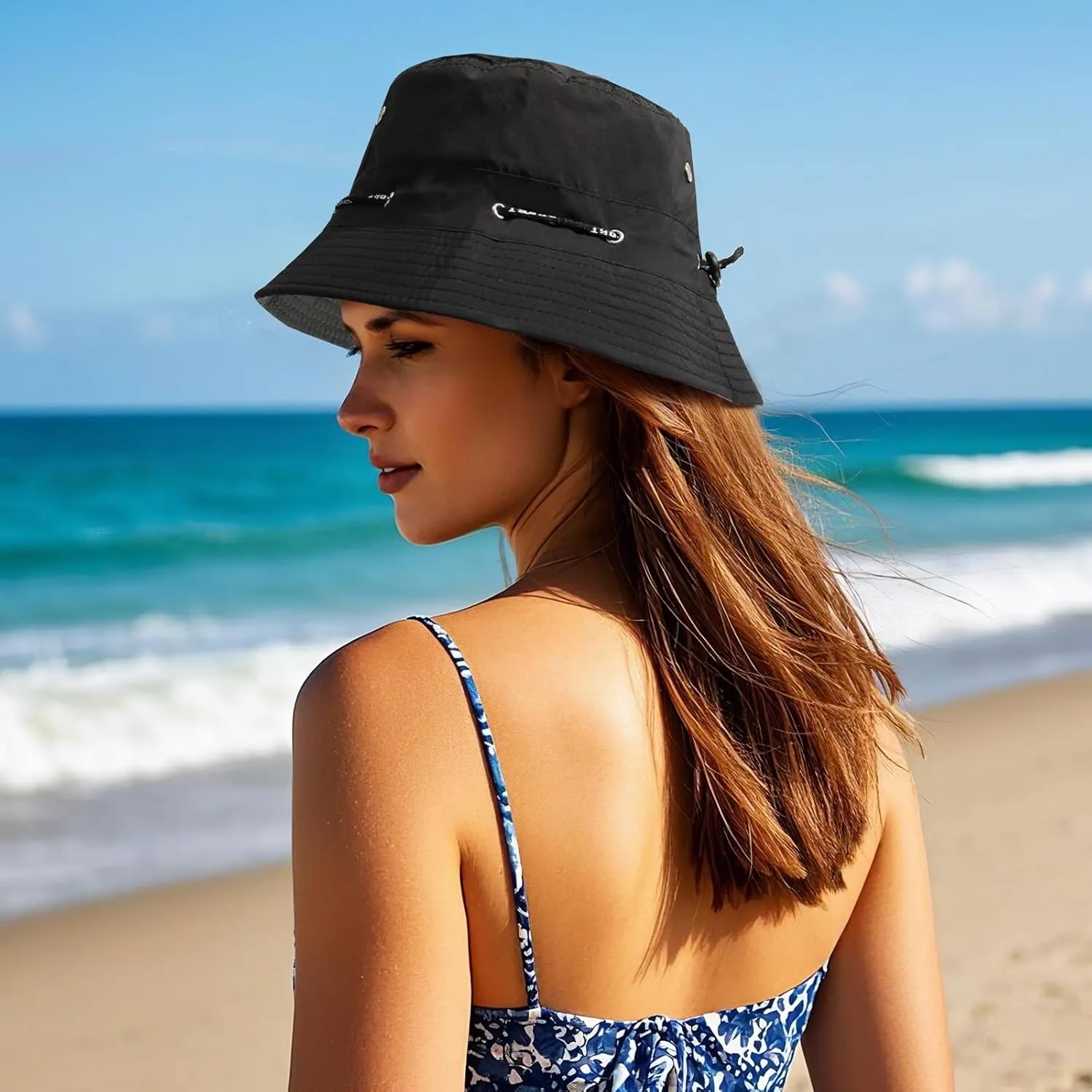 Denim Bucket Hat for Women Men Large Summer Cap for Beach Travel Fishing