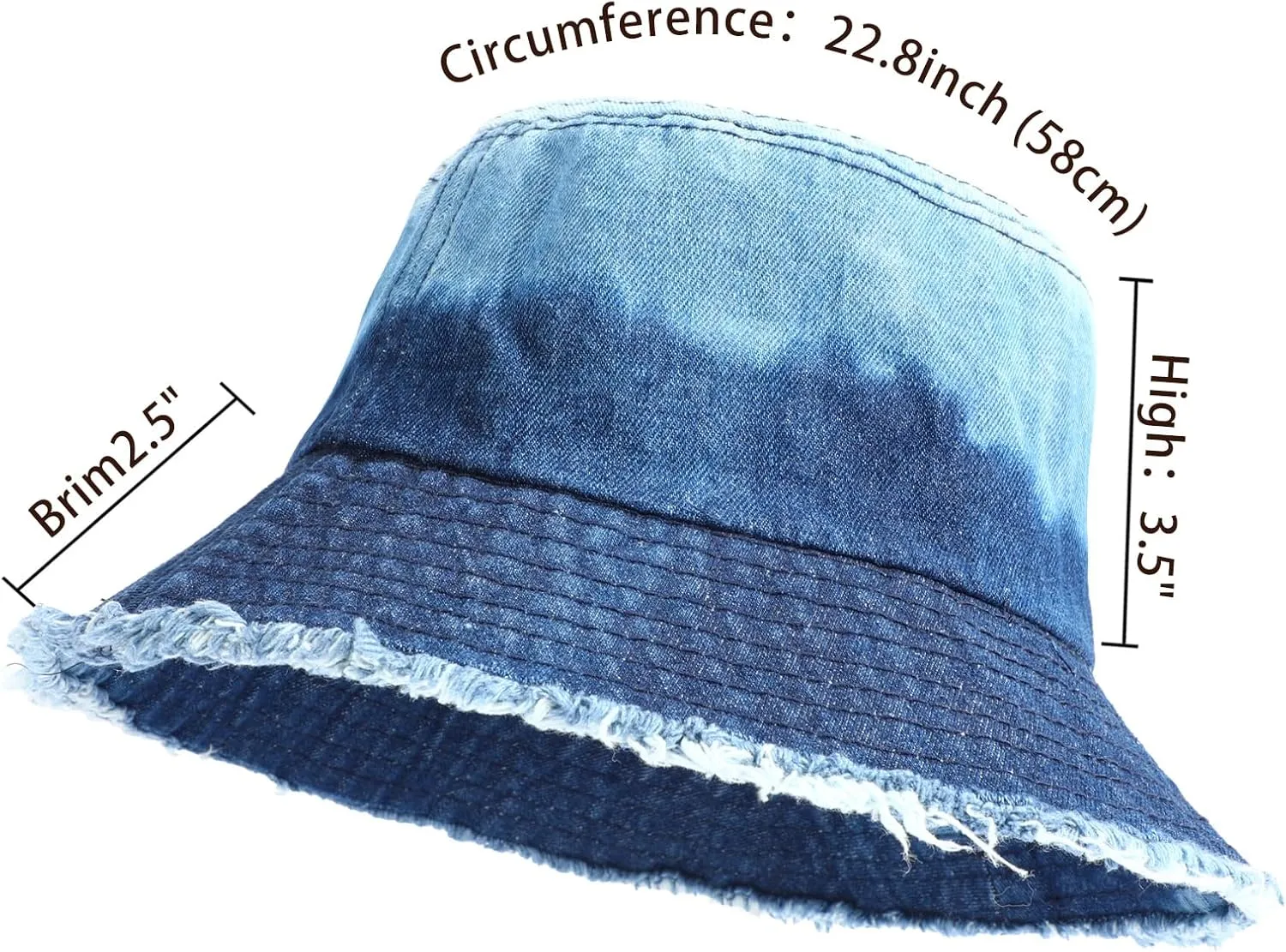 Denim Bucket Hat for Women Men Large Summer Cap for Beach Travel Fishing