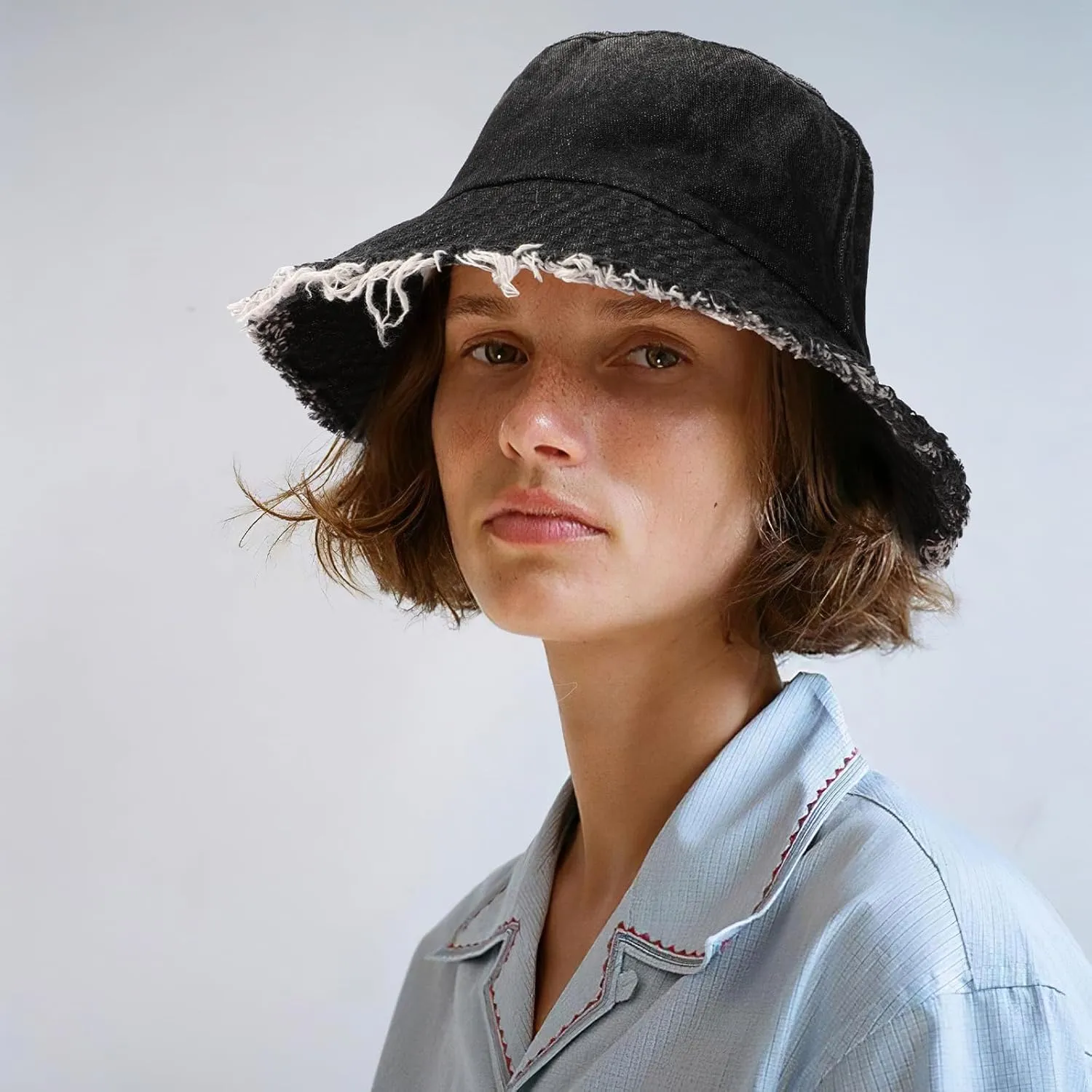 Denim Bucket Hat for Women Men Large Summer Cap for Beach Travel Fishing